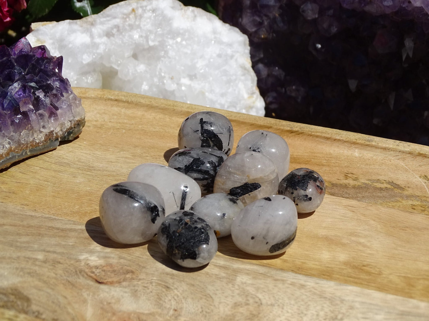 Quartz Tourmaline pierre roulée - Pierre roulée - Colibri Minéraux et Bien-être