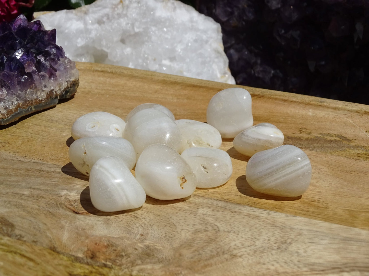 Agate Blanche pierre roulée - Pierre roulée - Colibri Minéraux et Bien-être