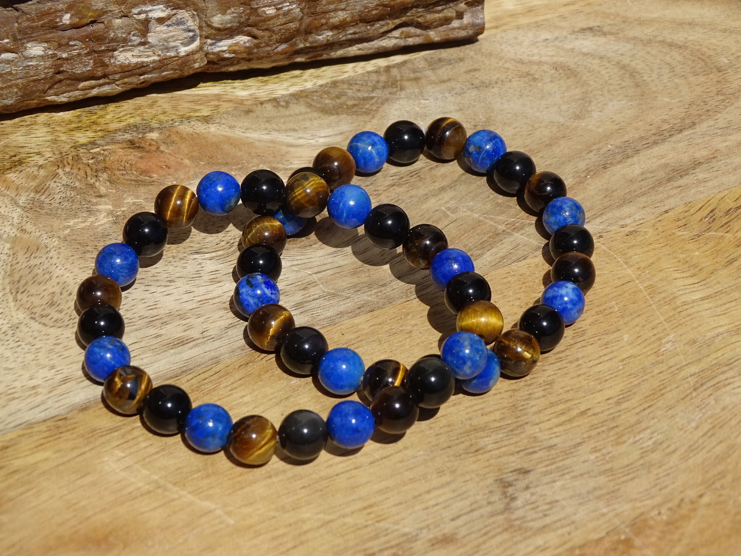 Bracelet Œil de Tigre, Lapis-Lazuli et Obsidienne Œil Céleste