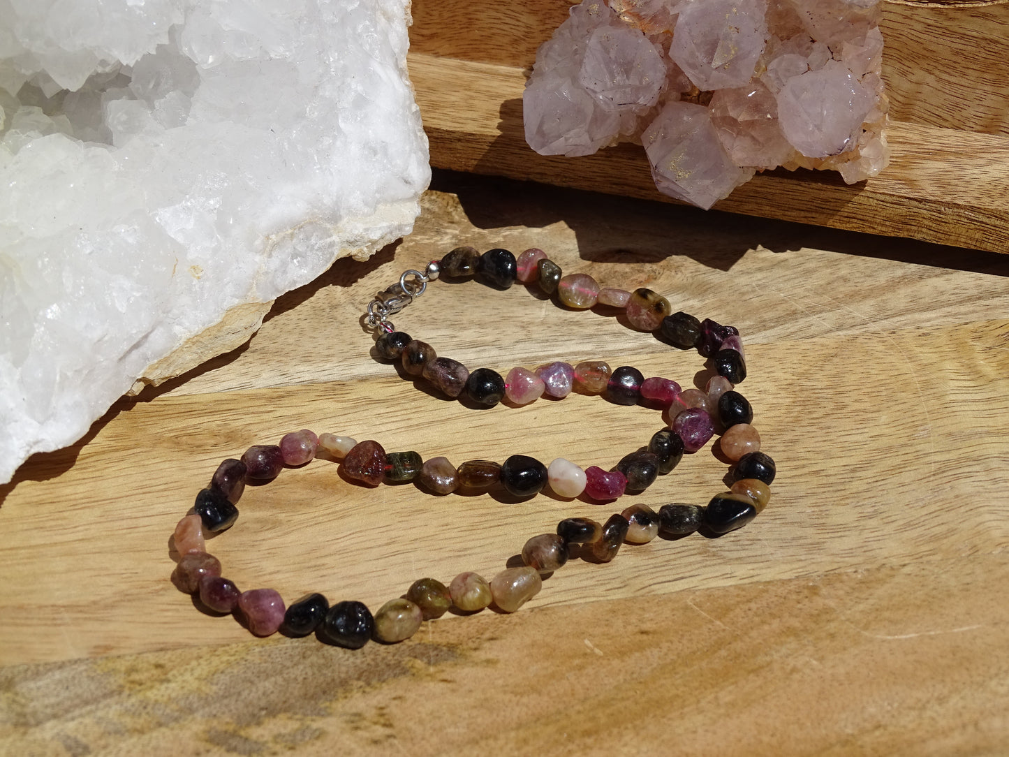 Collier Tourmaline Rose Verte