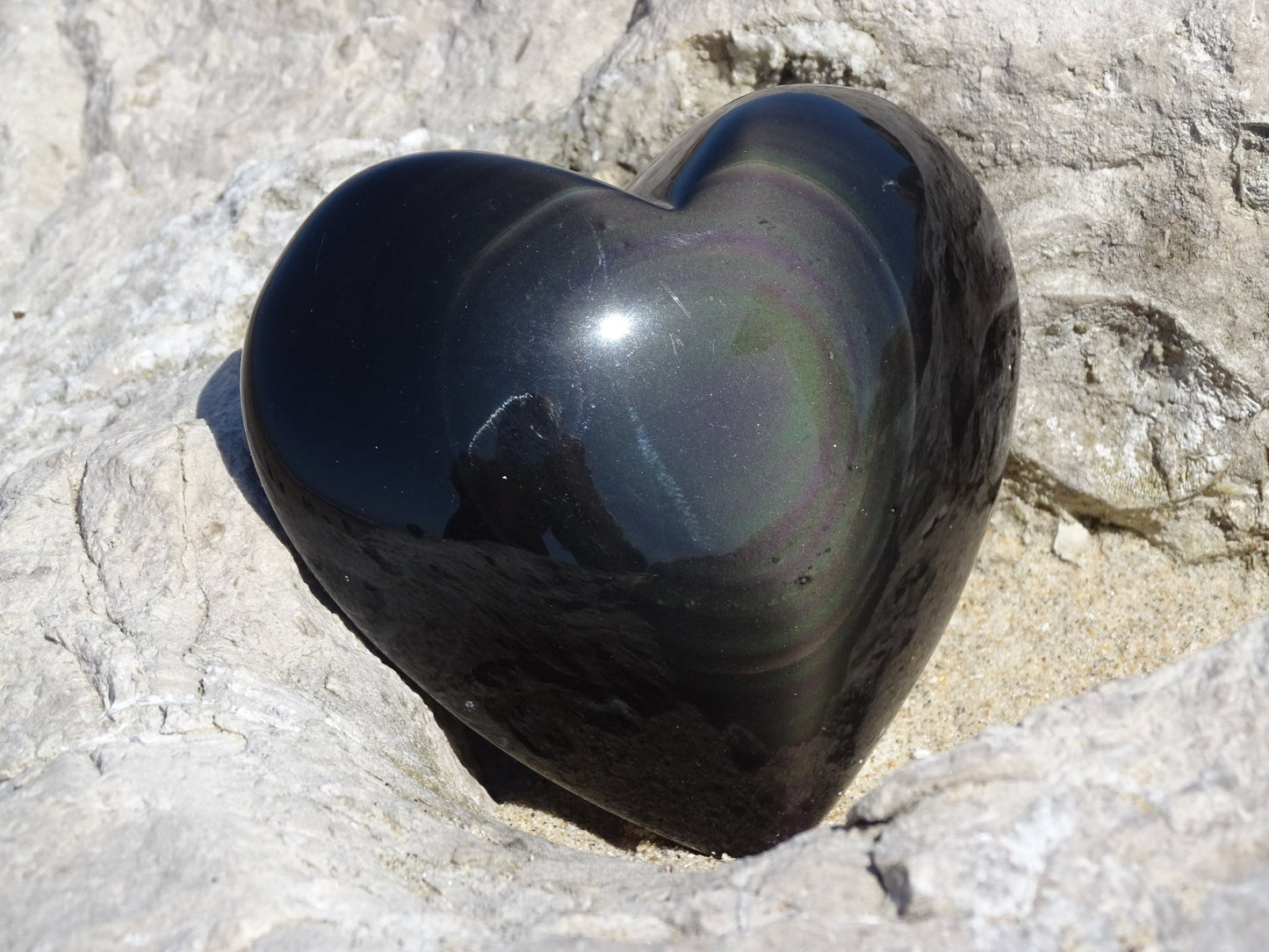 Obsidienne Arc en Ciel Oeil Céleste Coeur - Pierres - Colibri Minéraux et Bien-être