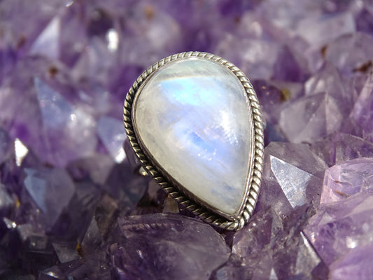 Bague Pierre de Lune Argent 925 Taille 56.5