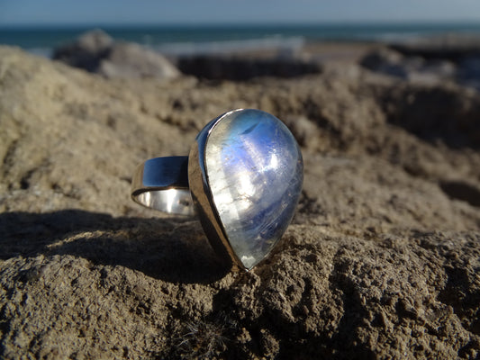 Bague Pierre de Lune Argent 925 Taille 59.5