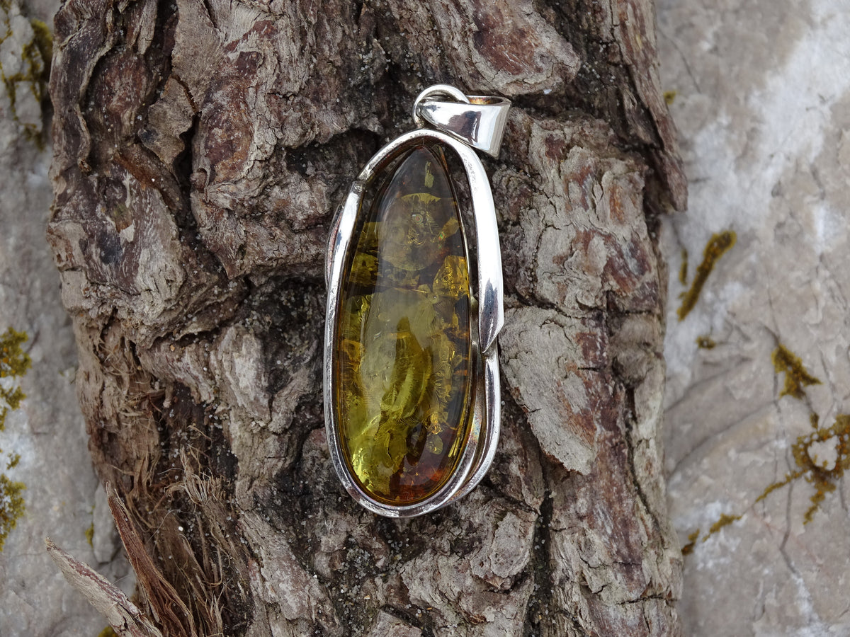 Pendentif Ambre Argent 925
