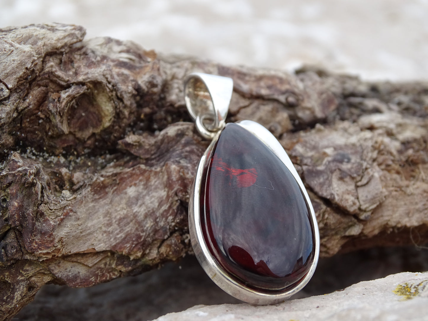 Pendentif Ambre Argent 925