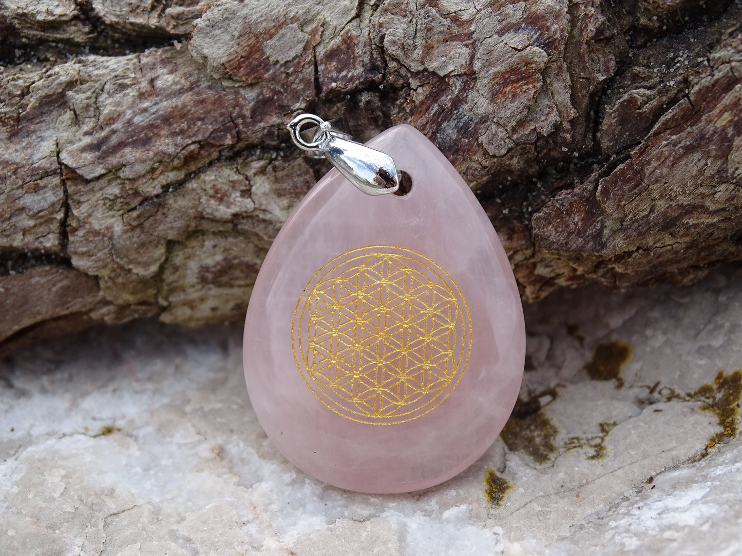 Rose Quartz Tree of Life Pendant