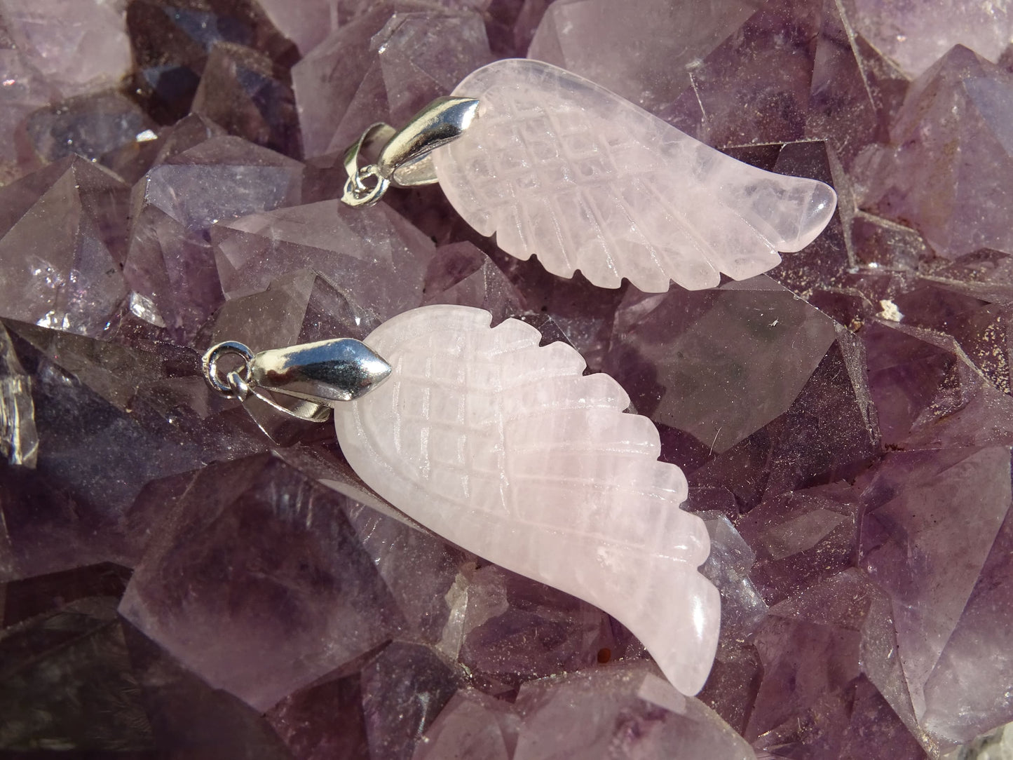 Pendentif Quartz Rose Aile - Pendentifs - Colibri Minéraux et Bien-être