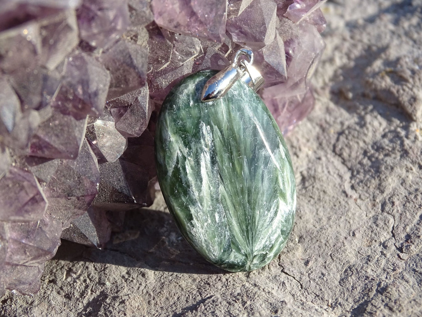 Pendentif Séraphinite - Pendentifs - Colibri Minéraux et Bien-être