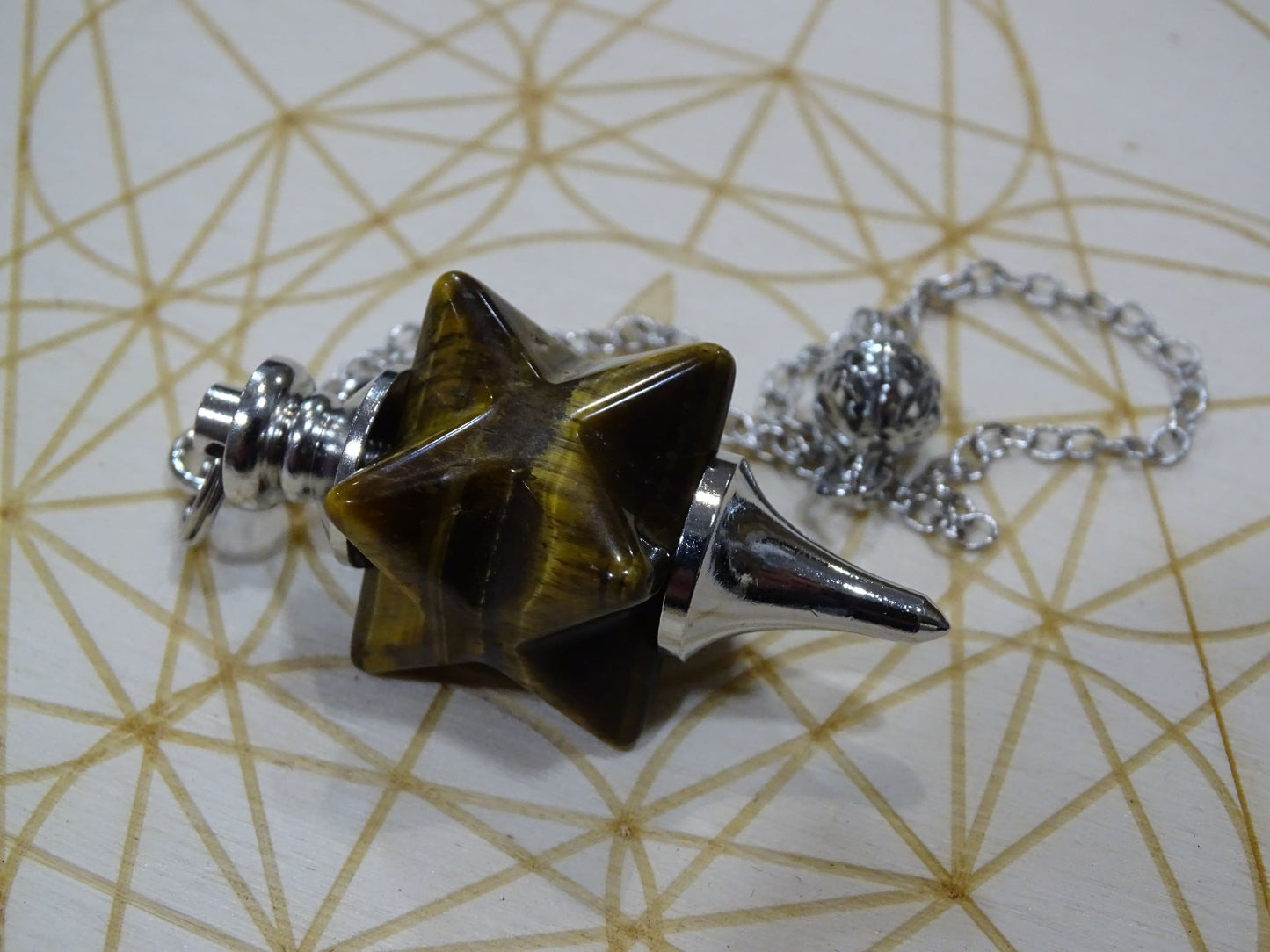 Pendule Oeil de tigre Merkabah - Pierres - Colibri Minéraux et Bien-être