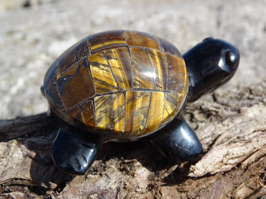 Animaux Obsidienne Noire Oeil de Tigre Tortue - Pierres - Colibri Minéraux et Bien-être