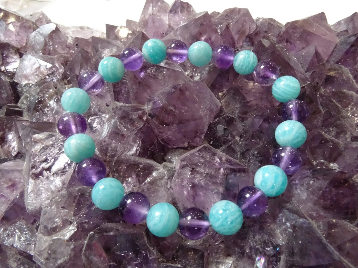 Bracelet Amazonite et Améthyste - Bracelets - Colibri Minéraux et Bien-être