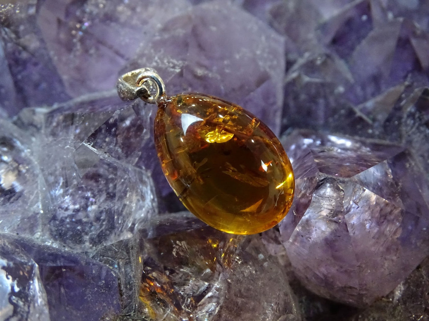 Pendentif Ambre Argent 925 - Pendentifs - Colibri Minéraux et Bien-être
