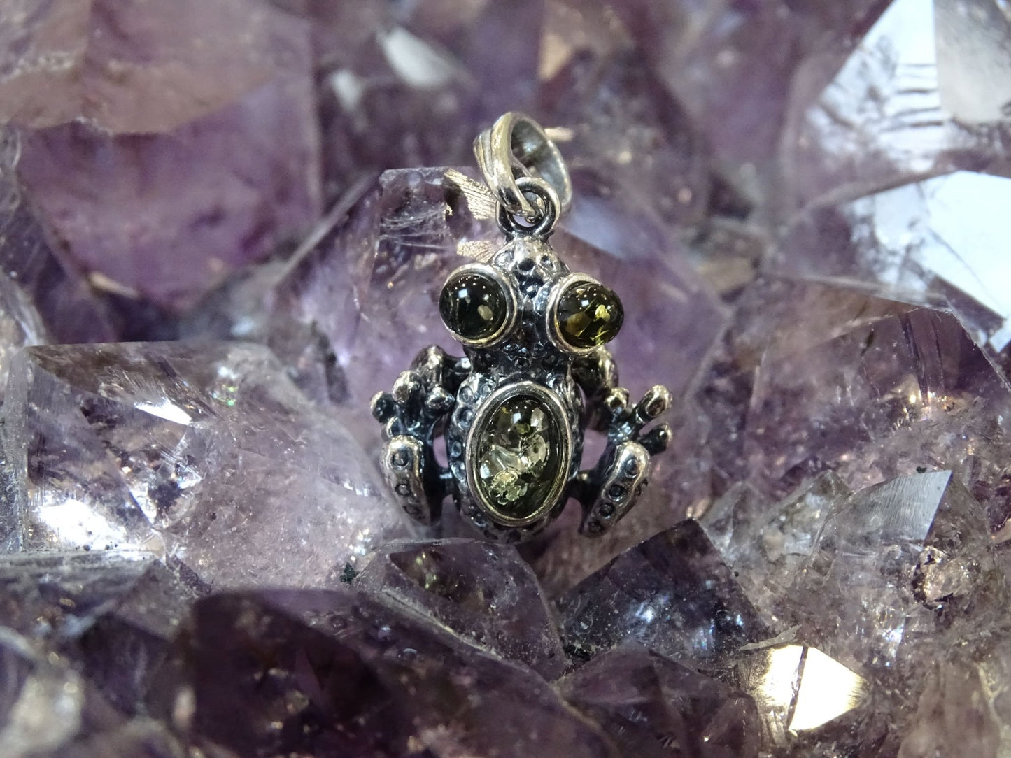 Pendentif Ambre Grenouille Argent 925 - Pendentifs - Colibri Minéraux et Bien-être