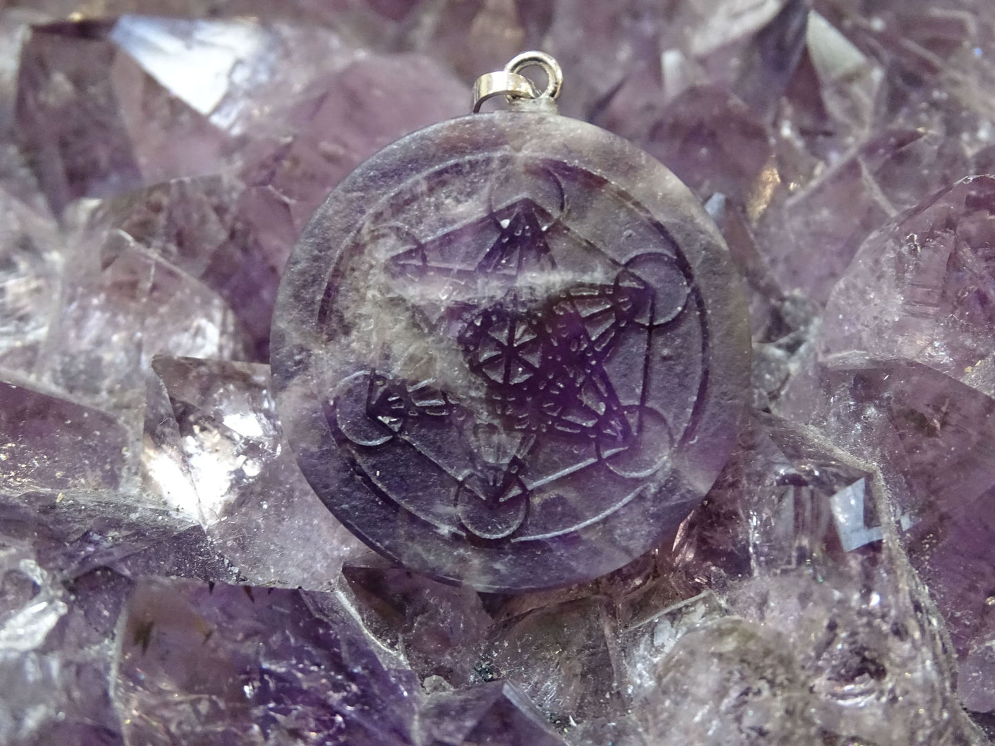 Pendentif Améthyste Cube de Métatron - Pendentifs - Colibri Minéraux et Bien-être
