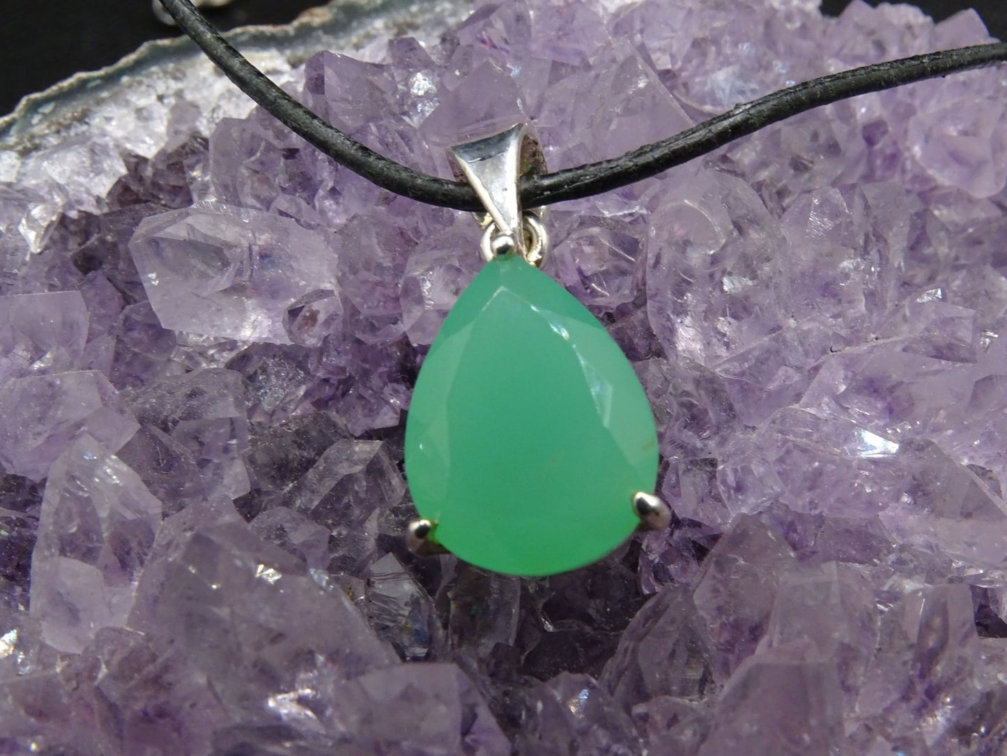 Pendentif Chrysoprase Argent 925 - Pendentifs - Colibri Minéraux et Bien-être