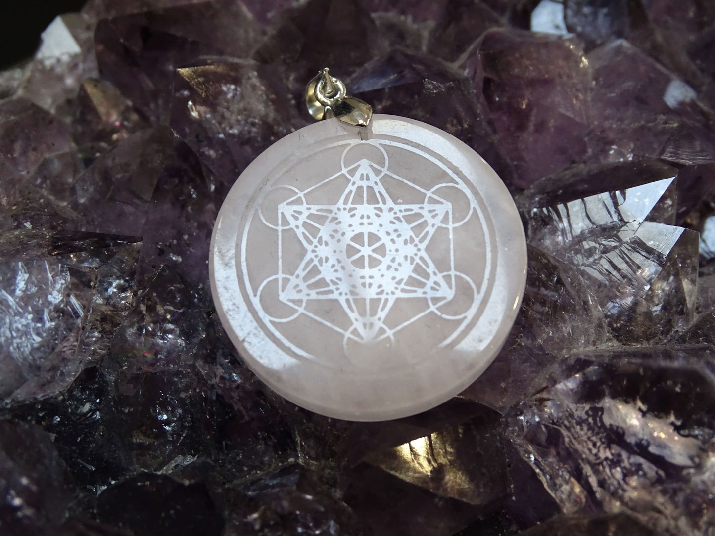 Pendentif Quartz Rose Cube de Métatron - Pendentifs - Colibri Minéraux et Bien-être