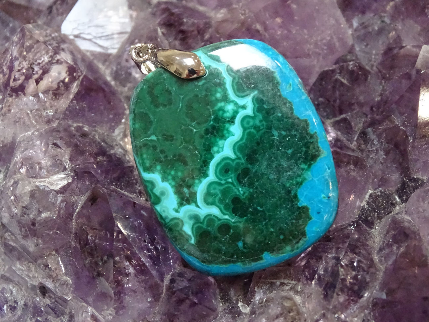 Pendentif Malachite Chrysocolle - Pendentifs - Colibri Minéraux et Bien-être