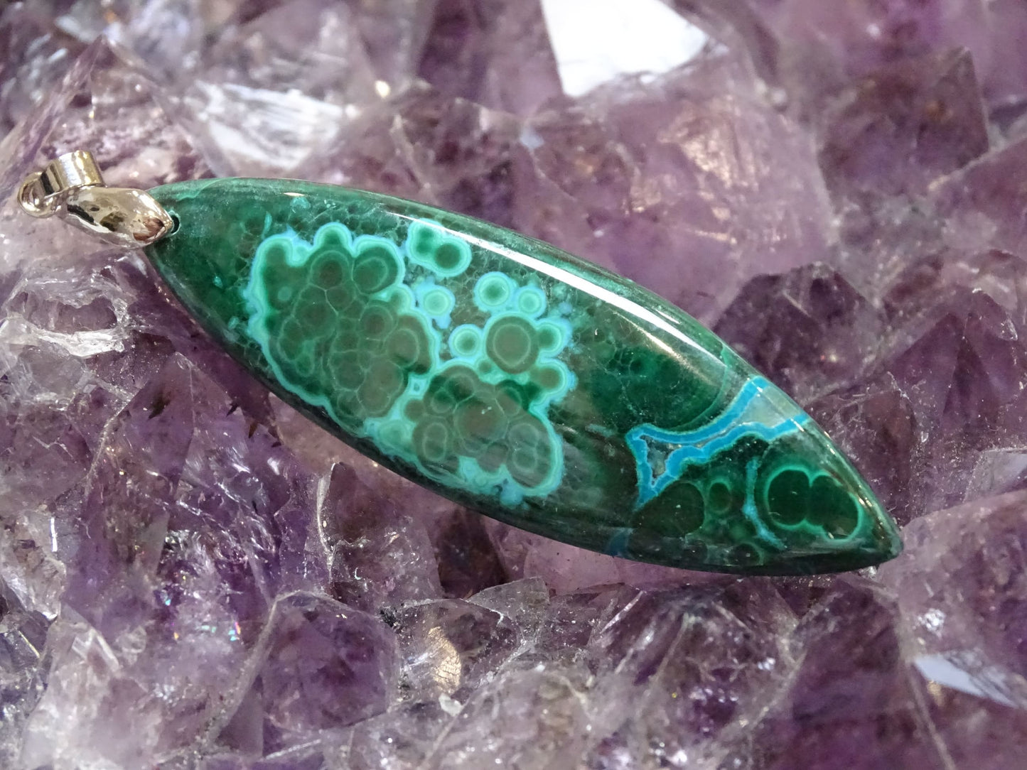 Pendentif Malachite Chrysocolle - Pendentifs - Colibri Minéraux et Bien-être