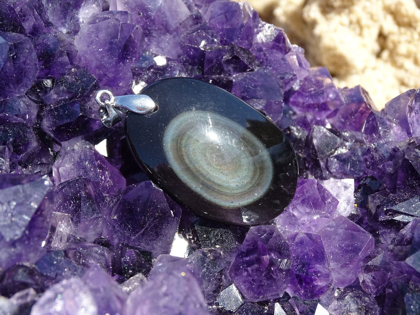 Pendentif Obsidienne Arc-en-Ciel Oeil Céleste - Pendentifs - Colibri Minéraux et Bien-être
