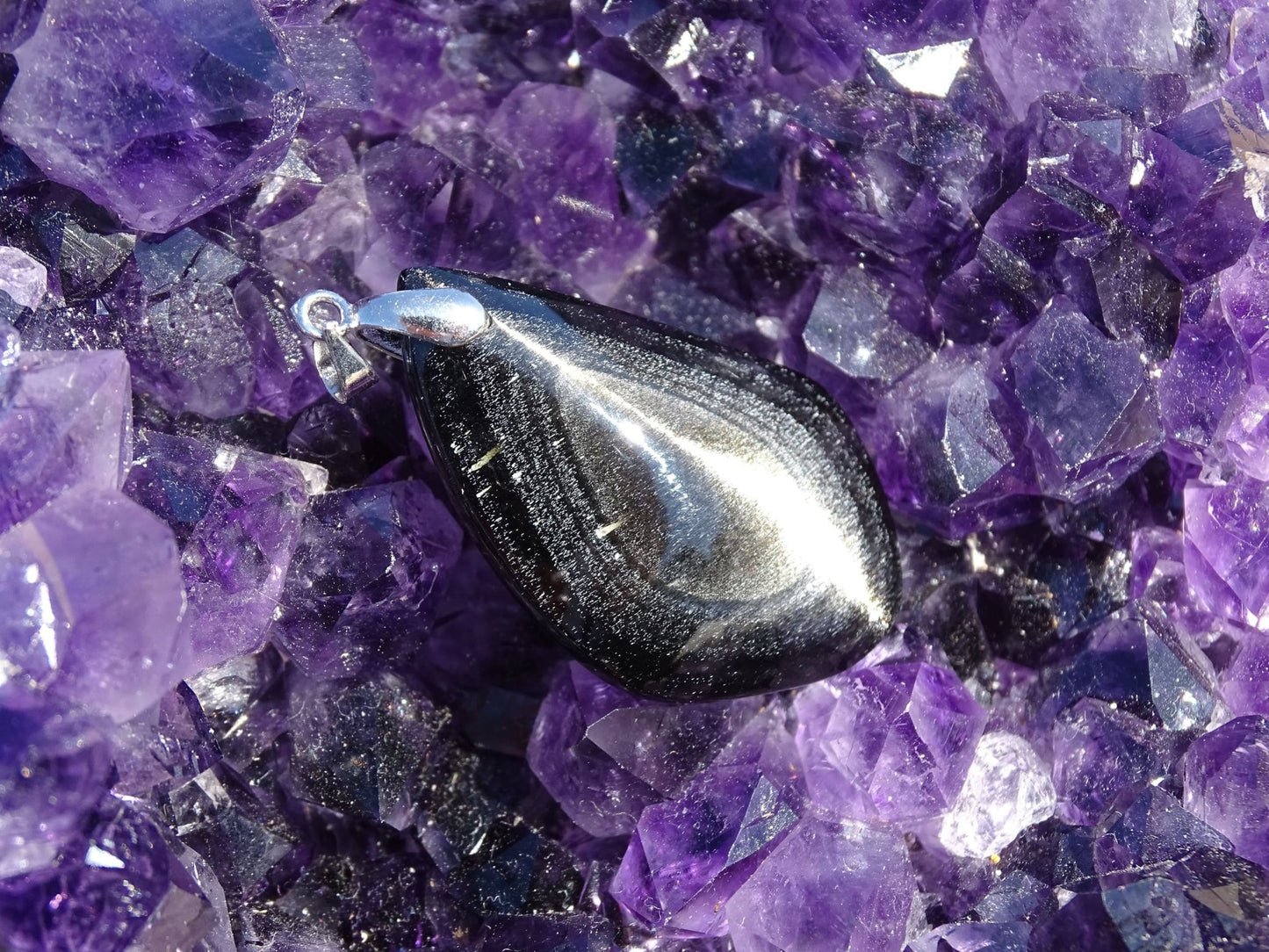 Pendentif Obsidienne Argentée - Pendentifs - Colibri Minéraux et Bien-être