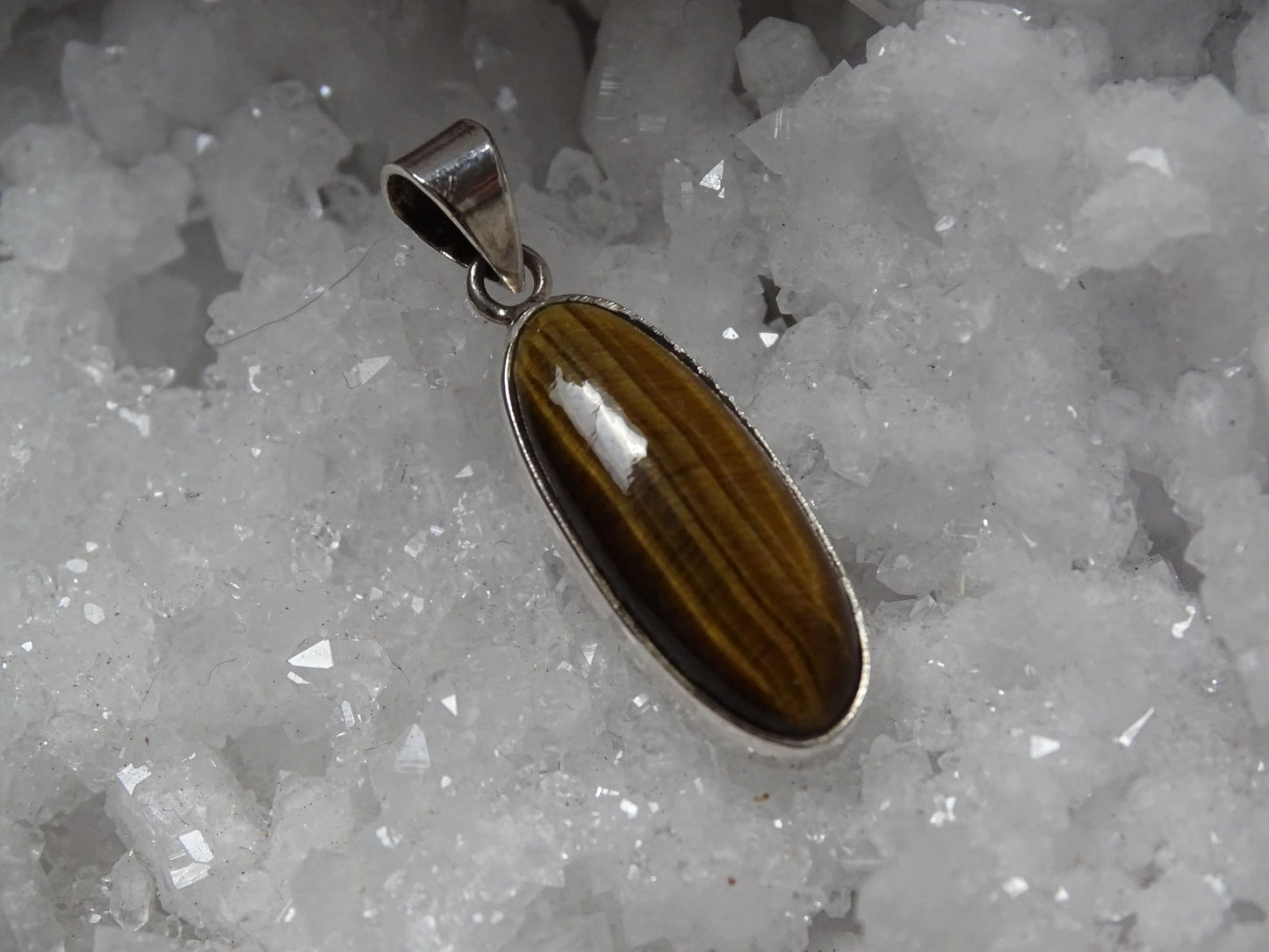 Pendentif Oeil de Tigre Argent 925 - Pendentifs - Colibri Minéraux et Bien-être