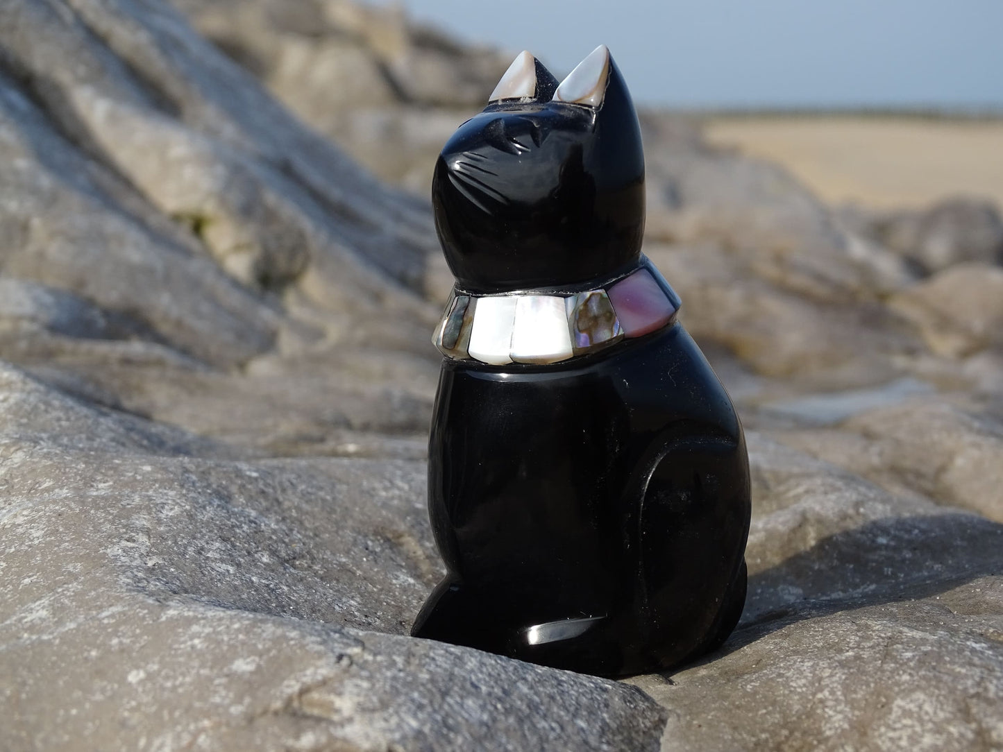 Animaux Obsidienne Noire Chat Abalone - Pierres - Colibri Minéraux et Bien-être