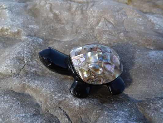 Animaux Obsidienne Noire Tortue Abalone - Pierres - Colibri Minéraux et Bien-être