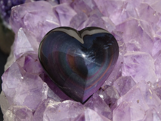 Obsidienne Arc en Ciel Oeil Céleste Coeur - Pierres - Colibri Minéraux et Bien-être