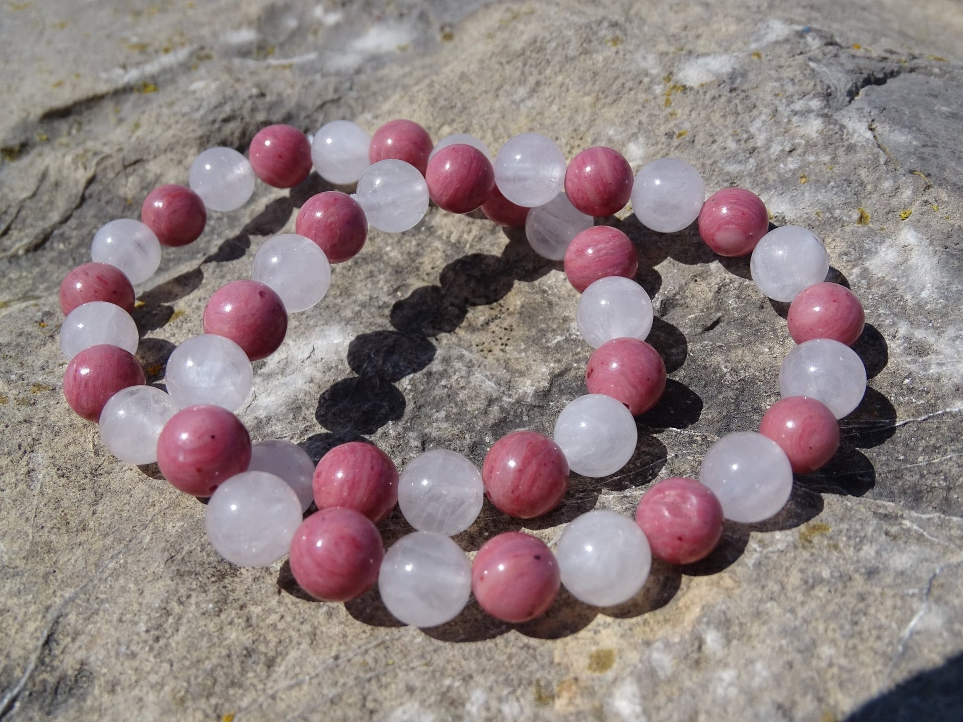 Bracelet Quartz Rose et Rhodonite - Bracelets - Colibri Minéraux et Bien-être