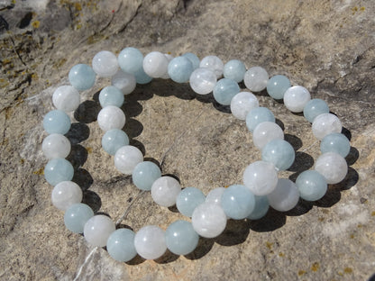 Bracelet Aigue Marine et Pierre de Lune - Bracelets - Colibri Minéraux et Bien-être
