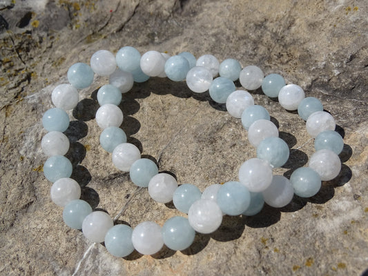 Bracelet Aigue Marine et Pierre de Lune - Bracelets - Colibri Minéraux et Bien-être
