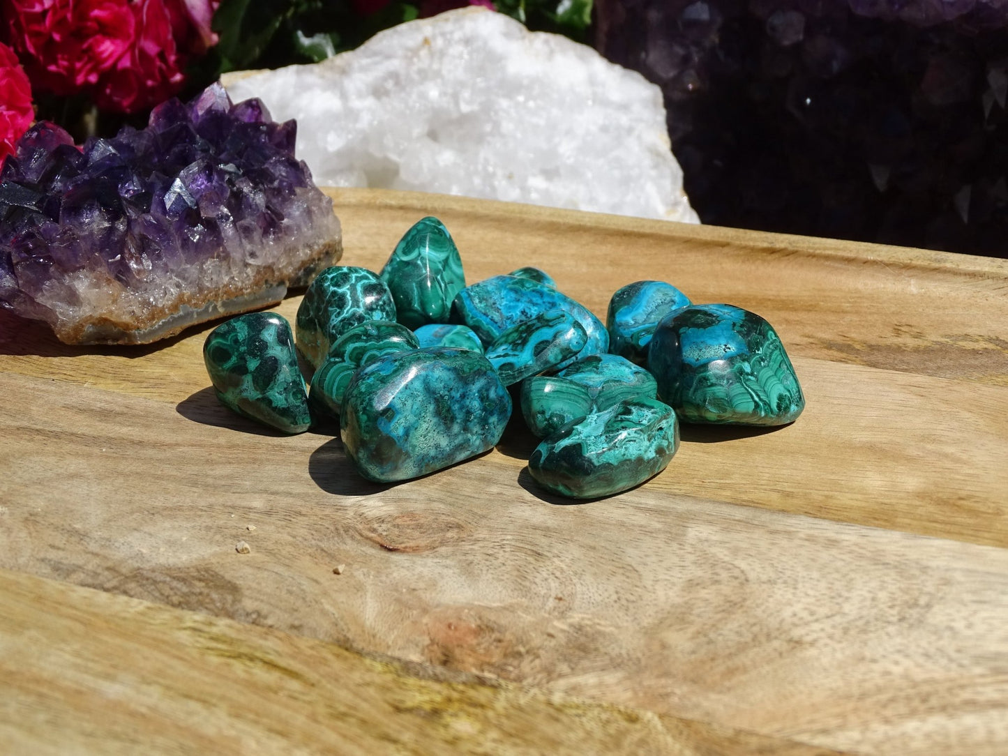 Malachite Chrysocolle pierre roulée - Pierre roulée - Colibri Minéraux et Bien-être