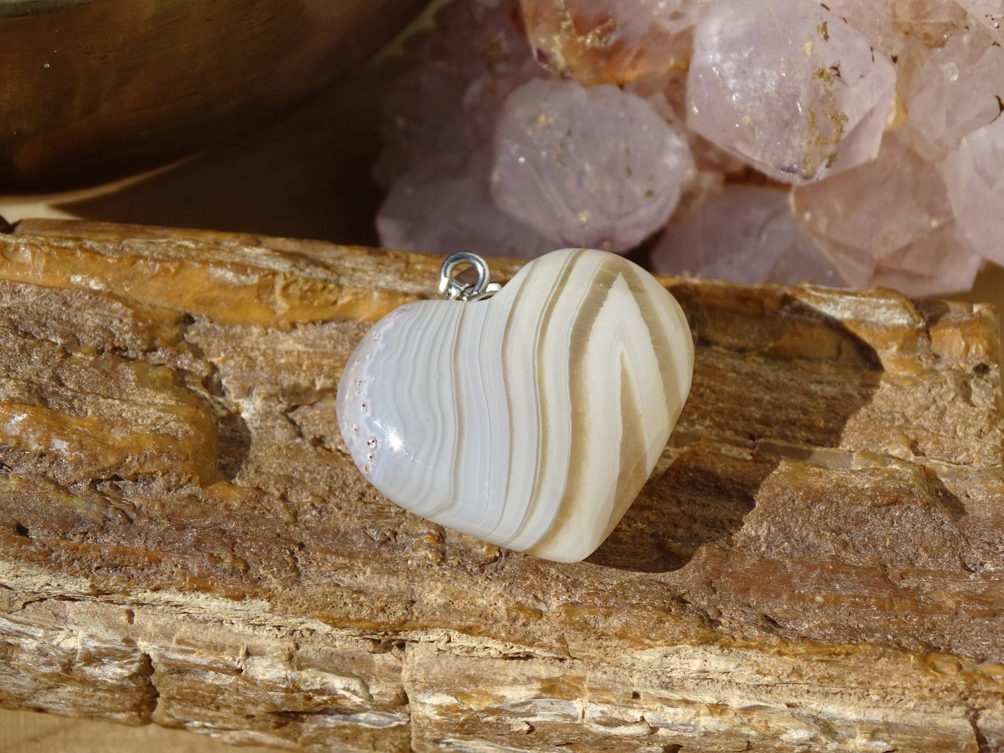 Pendentif Agate Coeur - Pendentifs - Colibri Minéraux et Bien-être