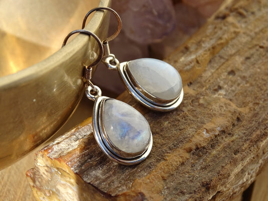 Boucles d'oreilles Pierre de Lune Argent 925 - Boucles d'oreilles - Colibri Minéraux et Bien-être
