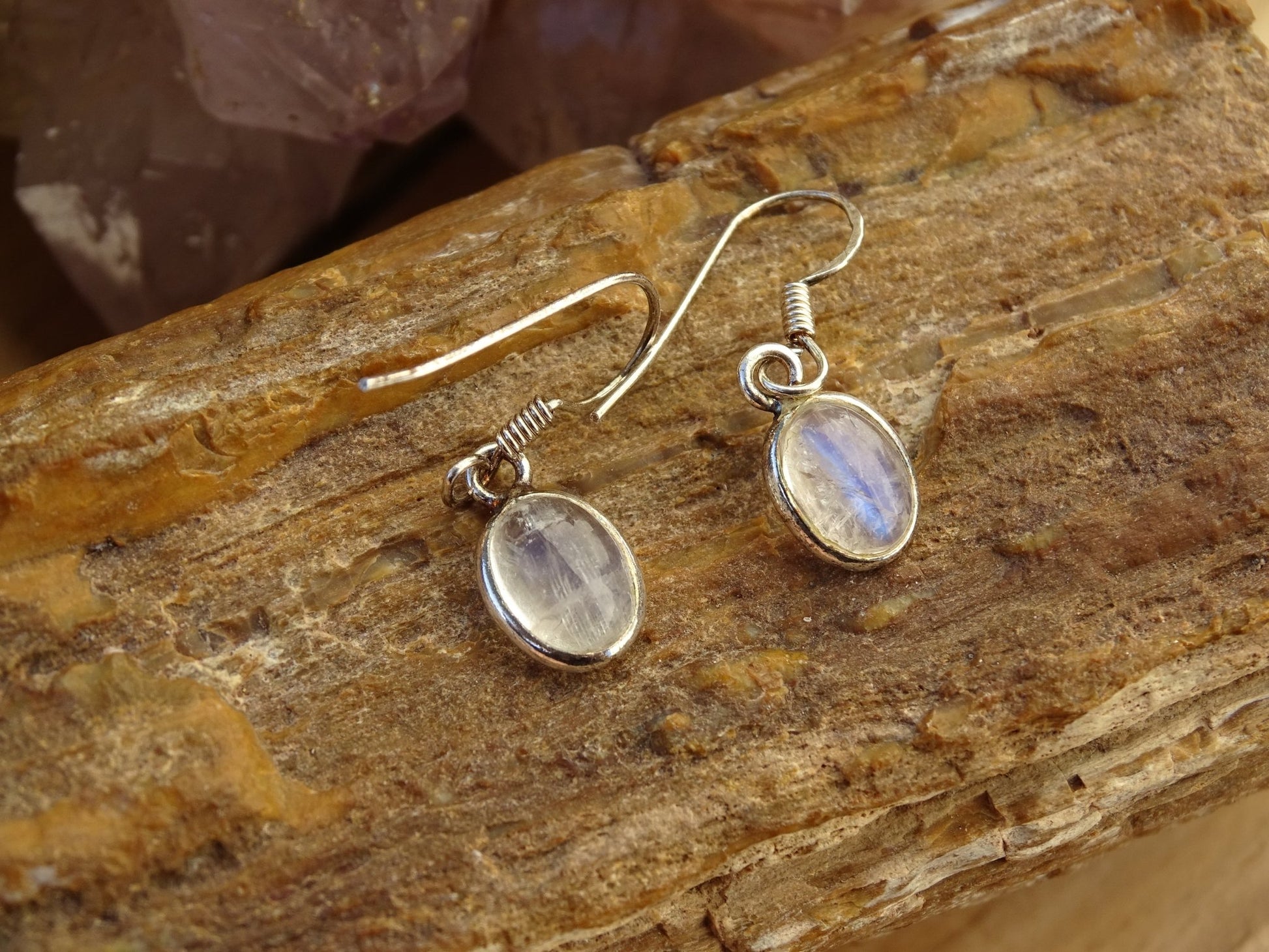 Boucles d'oreilles Pierre de Lune Argent 925 - Boucles d'oreilles - Colibri Minéraux et Bien-être