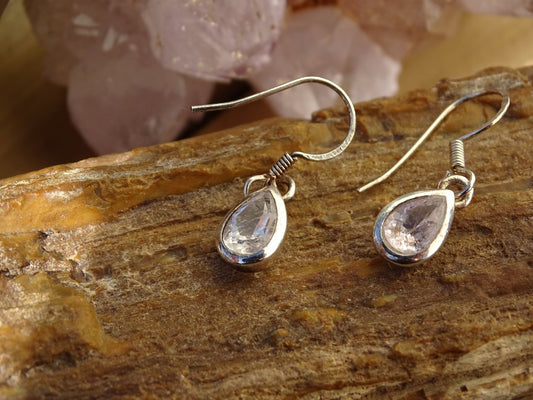 Boucles d'oreilles Morganite Argent 925 - Boucles d'oreilles - Colibri Minéraux et Bien-être