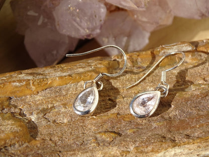 Boucles d'oreilles Morganite Argent 925 - Boucles d'oreilles - Colibri Minéraux et Bien-être