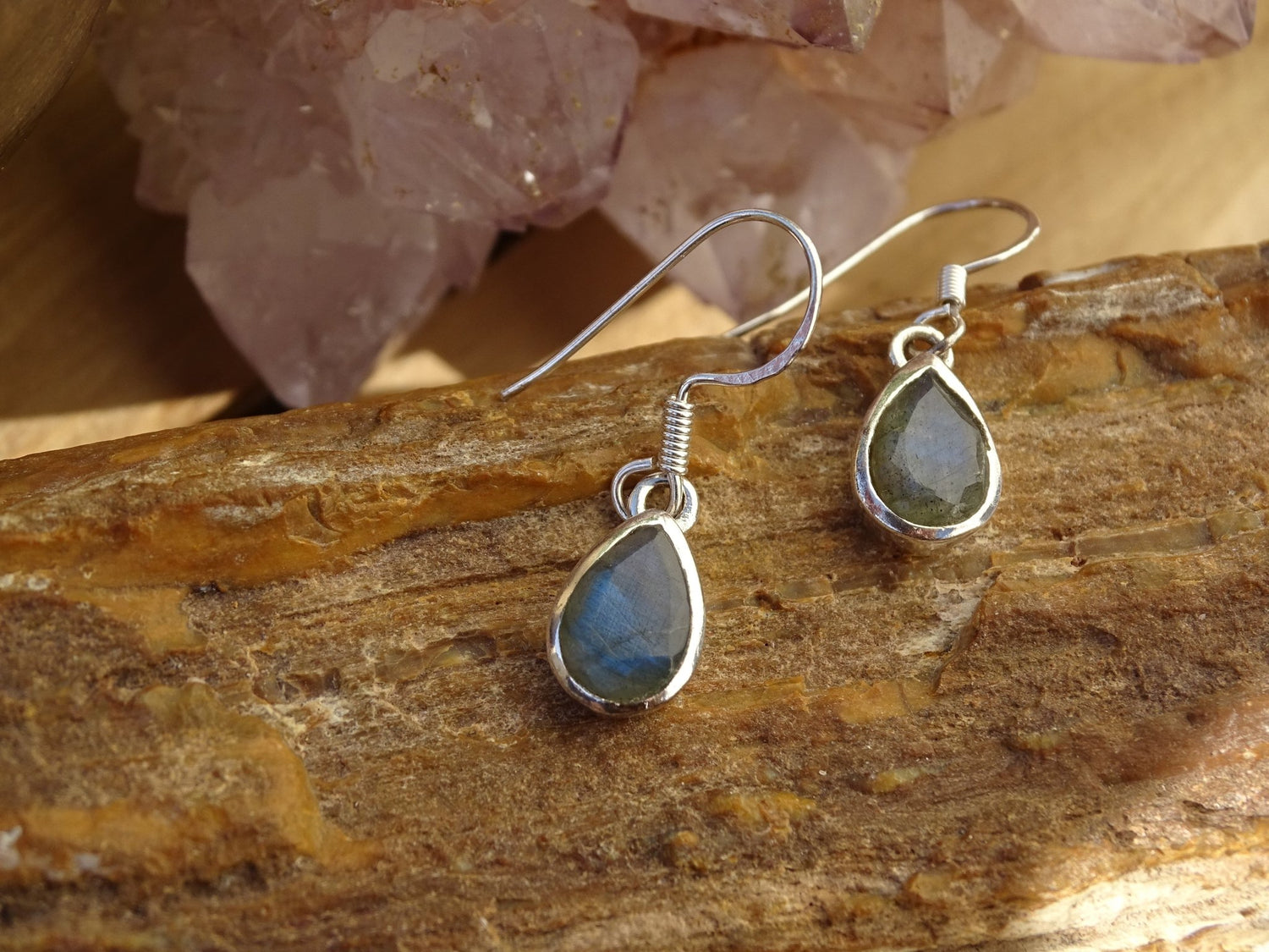 Boucles d'oreilles Labradorite Argent 925 - Boucles d'oreilles - Colibri Minéraux et Bien-être