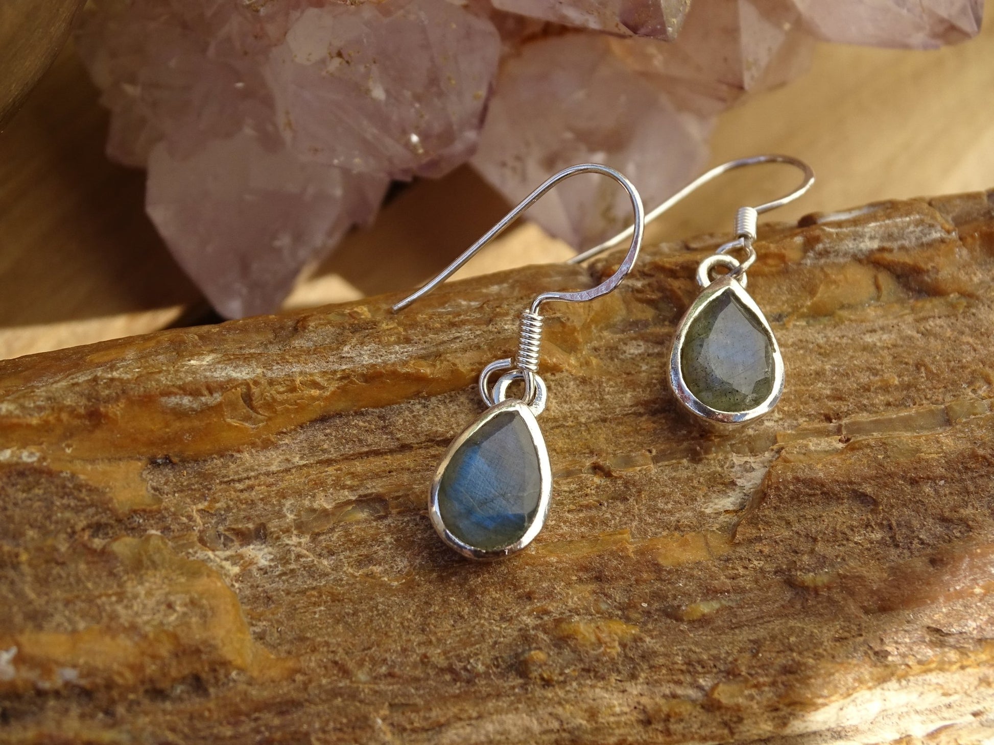 Boucles d'oreilles Labradorite Argent 925 - Boucles d'oreilles - Colibri Minéraux et Bien-être