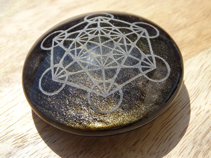 Obsidienne Dorée Cube de Métatron