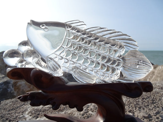 Sculpture Poisson Quartz Cristal de Roche - Cristaux - Colibri Minéraux et Bien-être