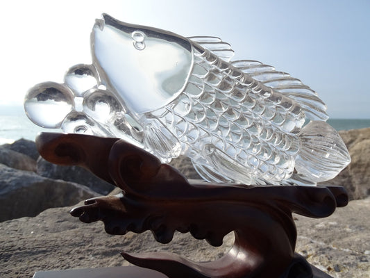 Sculpture Poisson Quartz Cristal de Roche - Cristaux - Colibri Minéraux et Bien-être