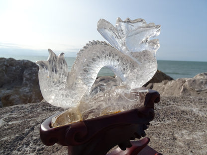Sculpture Dragon Quartz Cristal de Roche - Cristaux - Colibri Minéraux et Bien-être