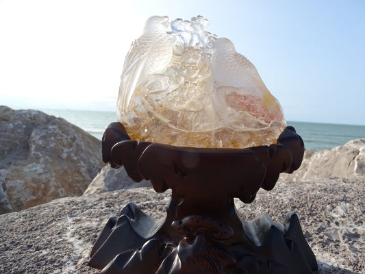 Sculpture couple d'oiseaux Quartz Cristal de Roche - Cristaux - Colibri Minéraux et Bien-être