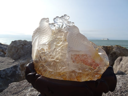 Sculpture couple d'oiseaux Quartz Cristal de Roche - Cristaux - Colibri Minéraux et Bien-être