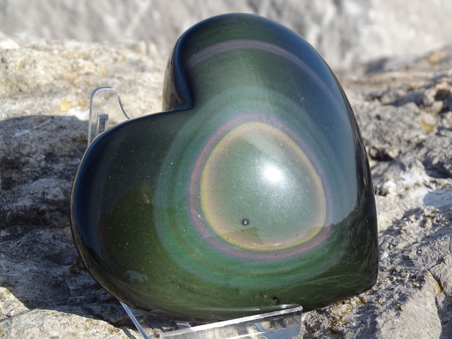 Obsidienne Arc en Ciel Oeil Céleste Coeur
