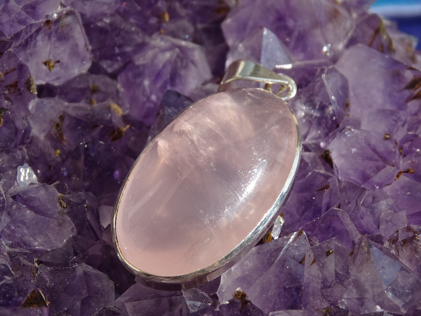 Pendentif Quartz Rose Argent 925