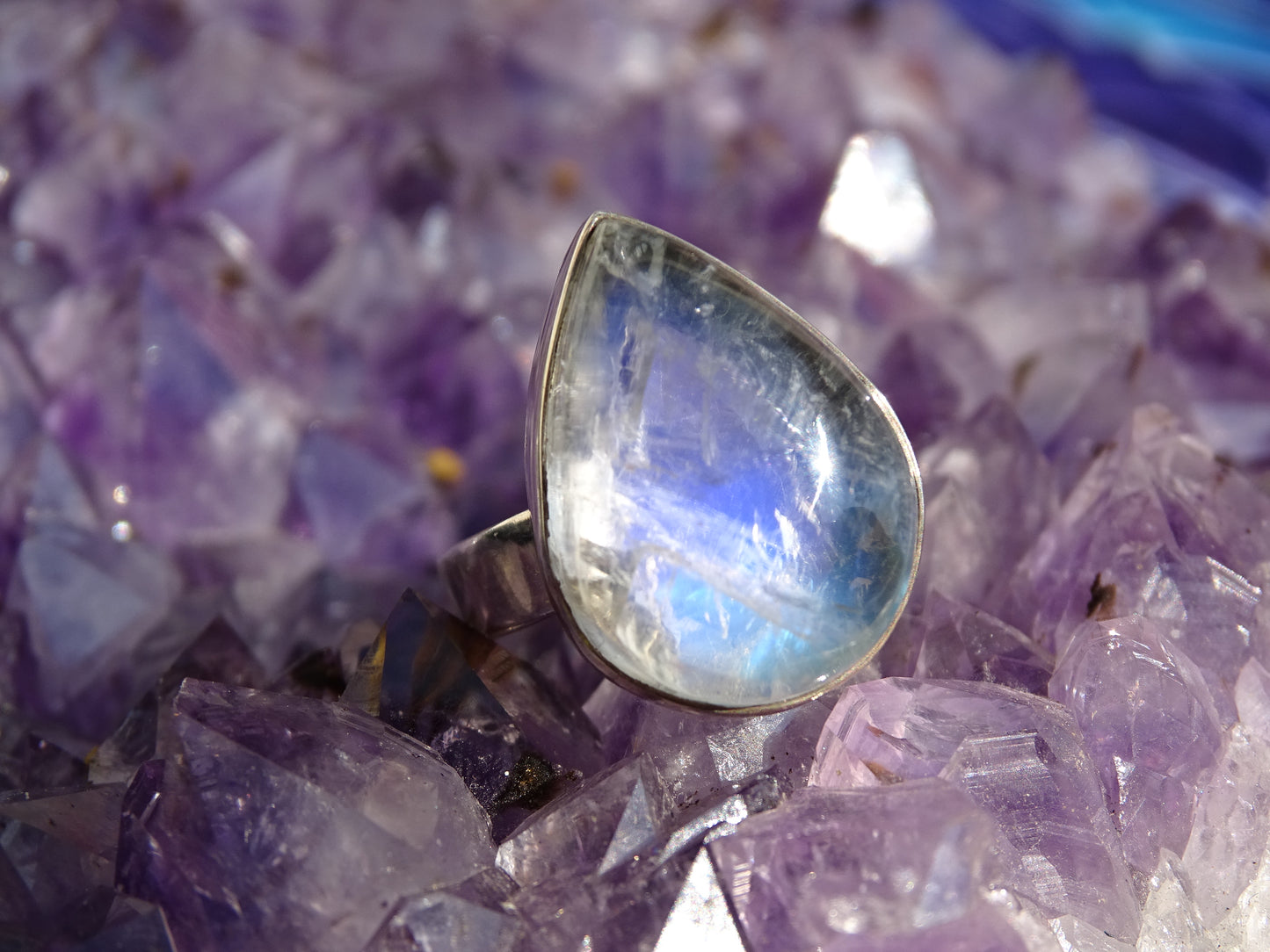 Bague Pierre de Lune Argent 925 Taille 59.5
