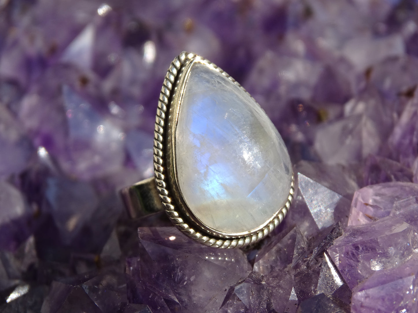 Bague Pierre de Lune Argent 925 Taille 56.5