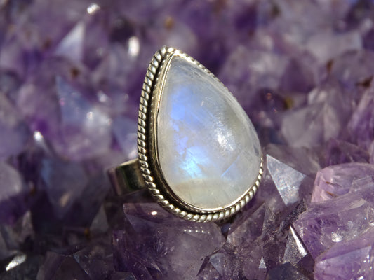 Bague Pierre de Lune Argent 925 Taille 56.5